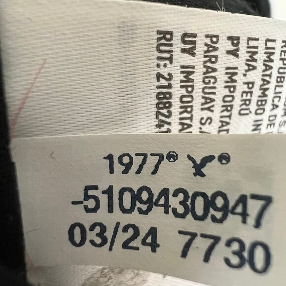 American Eagle Vneck Wide Leg Jumpsuit Black size Large 100% Cotton Boho Smocked - Picture 10 of 12